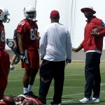 Coaching intern Byron Leftwich during Cardinals rookie mini-camp Friday, May 6. (Photo by Adam Green/Arizona Sports)