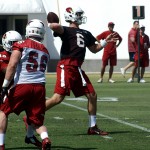 QB Jake Coker throws a pass during Cardinals rookie mini-camp Friday, May 6. (Photo by Adam Green/Arizona Sports)