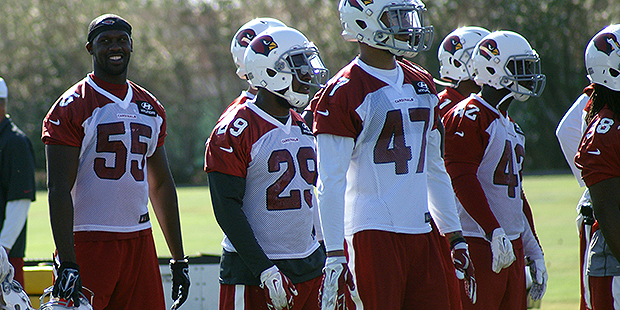 Linebacker Chandler Jones (55) is one of the Cardinals' key offseason additions. (Photo by Adam Gre...