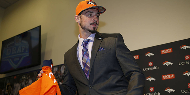 Denver Broncos first-round selection in the NFL football draft, quarterback Paxton Lynch from Memph...