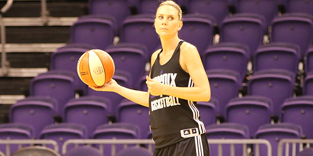 Penny Taylor practices Tuesday before Wednesday’s home game. Taylor return’s for 13th WNBA seas...