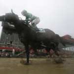 Exaggerator with Kent Desormeaux aboard wins the 141st Preakness Stakes horse race at Pimlico Race Course, Saturday, May 21, 2016, in Baltimore.  (AP Photo/Matt Slocum)
