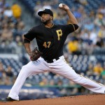 Pittsburgh Pirates starting pitcher Francisco Liriano delivers during the first inning of a baseball game against the Arizona Diamondbacks in Pittsburgh, Tuesday, May 24, 2016. (AP Photo/Gene J. Puskar)