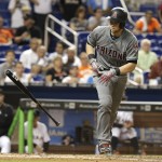 Arizona Diamondbacks' Chris Owings (16) draws a walk during the fourth inning of a baseball game against the Miami Marlins, Tuesday, May 3, 2016, in Miami. (AP Photo/Lynne Sladky)