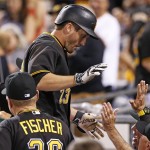 Pittsburgh Pirates' David Freese (23) returns to the dugout after hitting a two-run home run off Arizona Diamondbacks starting pitcher Rubby De La Rosa during the fifth inning of a baseball game in Pittsburgh, Wednesday, May 25, 2016. (AP Photo/Gene J. Puskar)
