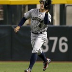 Houston Astros right fielder George Springer makes the running catch for an out against the Arizona Diamondbacks in the first inning during a baseball game, Monday, May 30, 2016, in Phoenix. (AP Photo/Rick Scuteri)