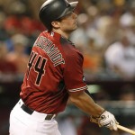 Arizona Diamondbacks Paul Goldschmidt hits a two-run double in the second inning during a baseball game against the San Diego Padres, Sunday, May 29, 2016, in Phoenix. (AP Photo/Rick Scuteri)