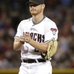 Arizona Diamondbacks starting pitcher Shelby Miller rubs the baseball before coming out of the game during the sixth inning against the San Francisco Giants, Friday, May 13, 2016, in Phoenix. (AP Photo/Matt York)