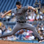 Arizona Diamondbacks starting pitcher Shelby Miller delivers during the first inning of a baseball game against the Pittsburgh Pirates in Pittsburgh, Tuesday, May 24, 2016. (AP Photo/Gene J. Puskar)