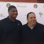 Calais Campbell with Governor Stephen Roe Lewis of the Gila River Indian Community, who hosted Campbell’s golf tournament at Whirlwind Golf Club in Chandler. (Photo by Mike Boylan/Cronkite News)