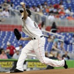 Miami Marlins starting pitcher Adam Conley throws during the first inning of a baseball game against the Arizona Diamondbacks, Thursday, May 5, 2016, in Miami. (AP Photo/Lynne Sladky)