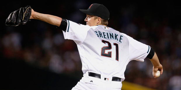 Arizona Diamondbacks' Zack Greinke throws a pitch against the New York Yankees during the seventh i...