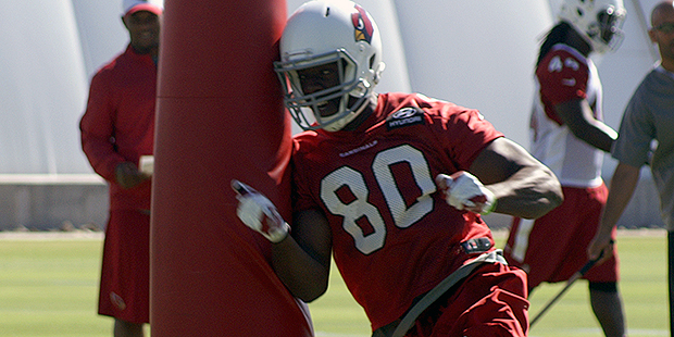 Tight end Ifeanyi Momah goes through a drill during Cardinals mini-camp Tuesday, June 7. (Photo by ...