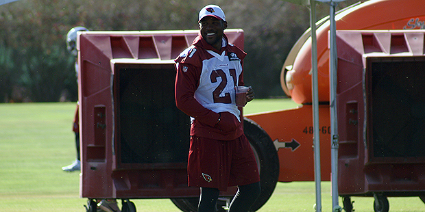 Patrick Peterson could do little more than walk around during OTAs (pictured), but Monday at mini-c...
