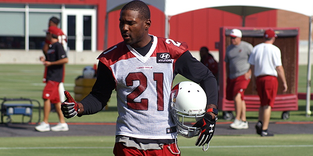 Patrick Peterson gives a thumbs up during mini-camp. (Photo by Adam Green/Arizona Sports)...