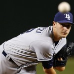 Tampa Bay Rays pitcher Jake Odorizzi throws in the first inning during a baseball game against the Arizona Diamondbacks, Wednesday, June 8, 2016, in Phoenix. (AP Photo/Rick Scuteri)