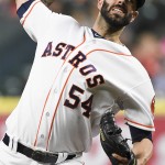 Houston Astros starting pitcher Mike Fiers (54) delivers during the first inning of a baseball game against the Arizona Diamondbacks, Wednesday, June 1, 2016, in Houston. (AP Photo/Eric Christian Smith)