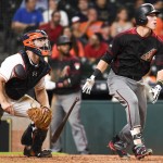 Arizona Diamondbacks' Jake Lamb, right, watches his game-tying two-run home run off Houston Astros relief pitcher Luke Gregerson during the ninth inning of a baseball game, Wednesday, June 1, 2016, in Houston. (AP Photo/Eric Christian Smith)