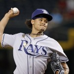 Tampa Bay Rays' Chris Archer throws a pitch against the Arizona Diamondbacks during the first inning of a baseball game Monday, June 6, 2016, in Phoenix. (AP Photo/Ross D. Franklin)