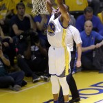 Golden State Warriors forward Andre Iguodala (9) dunks against the Cleveland Cavaliers during the first half of Game 2 of basketball's NBA Finals in Oakland, Calif., Sunday, June 5, 2016. (AP Photo/Ben Margot)