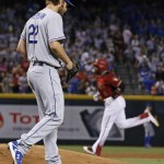 Los Angeles Dodgers' Clayton Kershaw (22) walks around the mound after giving up a home run to Arizona Diamondbacks' Rickie Weeks, right, during the second inning of a baseball game Wednesday, June 15, 2016, in Phoenix. (AP Photo/Ross D. Franklin)