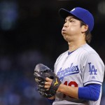Los Angeles Dodgers' Kenta Maeda exhales during the third inning of a baseball game against the Arizona Diamondbacks on Tuesday, June 14, 2016, in Phoenix. (AP Photo/Ross D. Franklin)