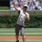 Oracle Team USA's Matt Cassidy throws out a ceremonial first pitch before a baseball game between the Chicago Cubs and the Arizona Diamondbacks Friday, June 3, 2016, in Chicago. (AP Photo/Nam Y. Huh)
