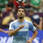 Uruguay's Luis Suarez warms up prior to a Copa America group C soccer match against Mexico at University of Phoenix Stadium Sunday, June 5, 2016, in Glendale, Ariz. Due to injury Suarez has been ruled out of the game against Mexico. (AP Photo/Ross D. Franklin)