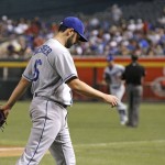 Los Angeles Dodgers pitcher Mike Bolsinger exits the baseball game after giving up a run to the Arizona Diamondbacks during the fifth inning Monday, June 13, 2016, in Phoenix. (AP Photo/Ross D. Franklin)