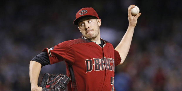Arizona Diamondbacks' Patrick Corbin throws a pitch against the Los Angeles Dodgers during the firs...
