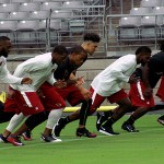 Players go through the conditioning test at Cardinals training camp July 28, 2016. (Photo by Adam Green/Arizona Sports)