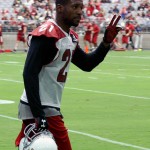 Patrick Peterson waives to the crowd during training camp. (Photo by Adam Green/Arizona Sports)