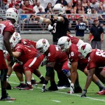 QB Carson Palmer directs his offense during training camp July 29. (Photo by Adam Green/Arizona Sports)