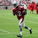 Receiver John Brown runs with the ball during training camp. (Photo by Adam Green/Arizona Sports)