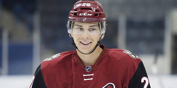 Arizona Coyotes' Dylan Strome smiles during the National Hockey League Players Association (NHLPA) ...