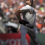San Francisco Giants starting pitcher Madison Bumgarner delivers against the Arizona Diamondbacks during the fifth inning of a baseball game on Sunday, July 10, 2016, in San Francisco. (AP Photo/D. Ross Cameron)