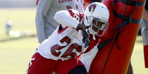 Arizona Cardinals' Brandon Williams (26) runs a drill  during NFL football practice, Tuesday, May 2...