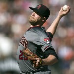 Arizona Diamondbacks starting pitcher Archie Bradley delivers against the San Francisco Giants during the first inning of a baseball game on Sunday, July 10, 2016, in San Francisco. (AP Photo/D. Ross Cameron)