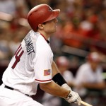 Arizona Diamondbacks Paul Goldschmidt hits an RBI double in the first inning during a baseball game against the San Diego Padres, Monday, July 4, 2016, in Phoenix. (AP Photo/Rick Scuteri)
