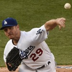Los Angeles Dodgers starting pitcher Scott Kazmir throws against the Arizona Diamondbacks during the second inning of a baseball game in Los Angeles, Saturday, July 30, 2016. (AP Photo/Kelvin Kuo)