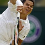 Milos Raonic of Canada returns to serves to Andy Murray of Britain during the men's singles final on the fourteenth day of the Wimbledon Tennis Championships in London, Sunday, July 10, 2016. (AP Photo/Kirsty Wigglesworth)