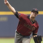 Arizona Diamondbacks' Archie Bradley pitches to a Milwaukee Brewers batter during the first inning of a baseball game Wednesday, July 27, 2016, in Milwaukee. (AP Photo/Tom Lynn)