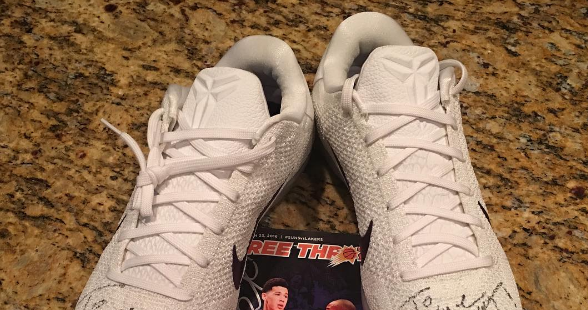 Kobe Bryant's signed shoes given to Devin Booker as a gift. (@Dbook on Instagram)...