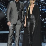 NFL football player JJ Watt, of the Houston Texans, left, and Lindsey Vonn present the award for best breakthrough athlete at the ESPY Awards at the Microsoft Theater on Wednesday, July 13, 2016, in Los Angeles. (Photo by Chris Pizzello/Invision/AP)