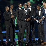 LeBron James, center, and the Cleveland Cavaliers accept the best team award at the ESPY Awards at the Microsoft Theater on Wednesday, July 13, 2016, in Los Angeles. (Photo by Chris Pizzello/Invision/AP)