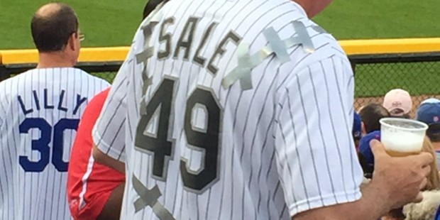 White Sox fan wears repaired Chris Sale jersey