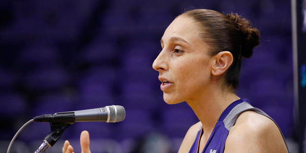 Phoenix Mercury's Diana Taurasi answers a question during a news conference at the team's basketbal...