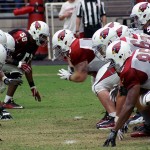 The Cardinals start a play during training camp Aug. 24. (Photo by Adam Green/Arizona Sports)