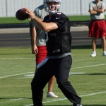 QB Drew Stanton throws a pass during a training camp practice Aug. 14. (Photo by Adam Green/Arizona Sports)