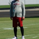 Coach Bruce Arians watches during a training camp practice Aug. 14. (Photo by Adam Green/Arizona Sports)